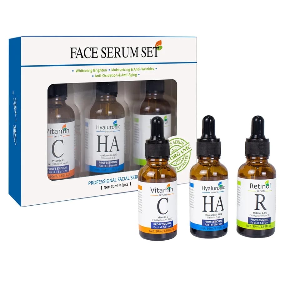 Facial Serums Skin Care Set - Vitamin C Hyaluronic Acid Retinol Serum for Face