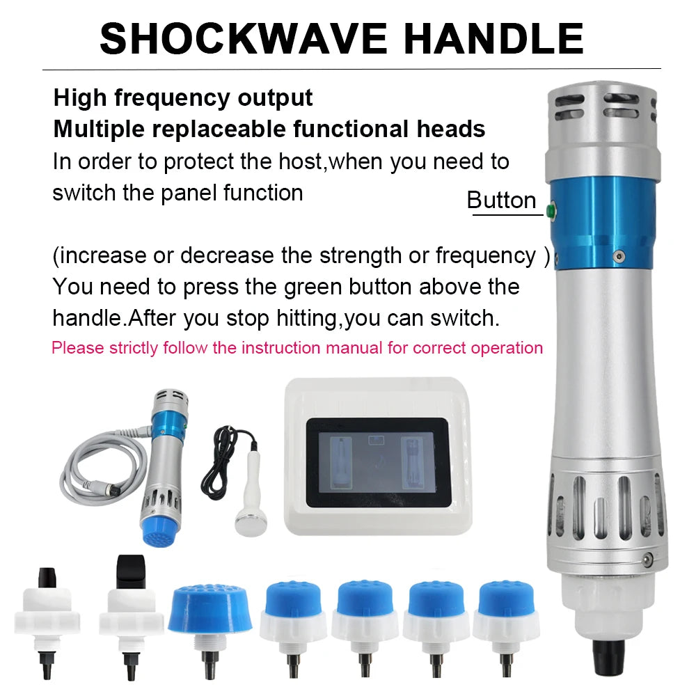 300MJ Shockwave Therapy Device Portable 2 in1 Shockwave Equipment