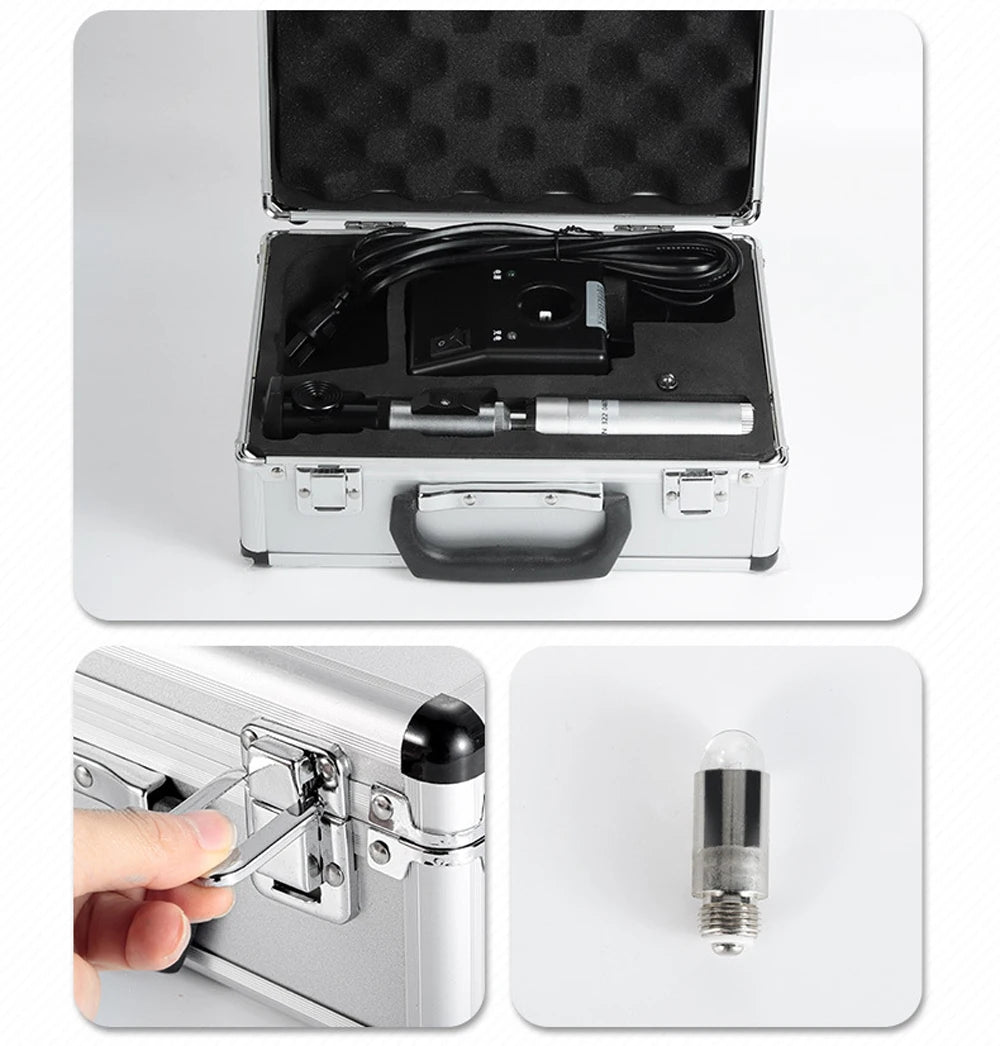 Direct Ophthalmoscope Retinoscope Combination Set With Aluminium Carry Cas