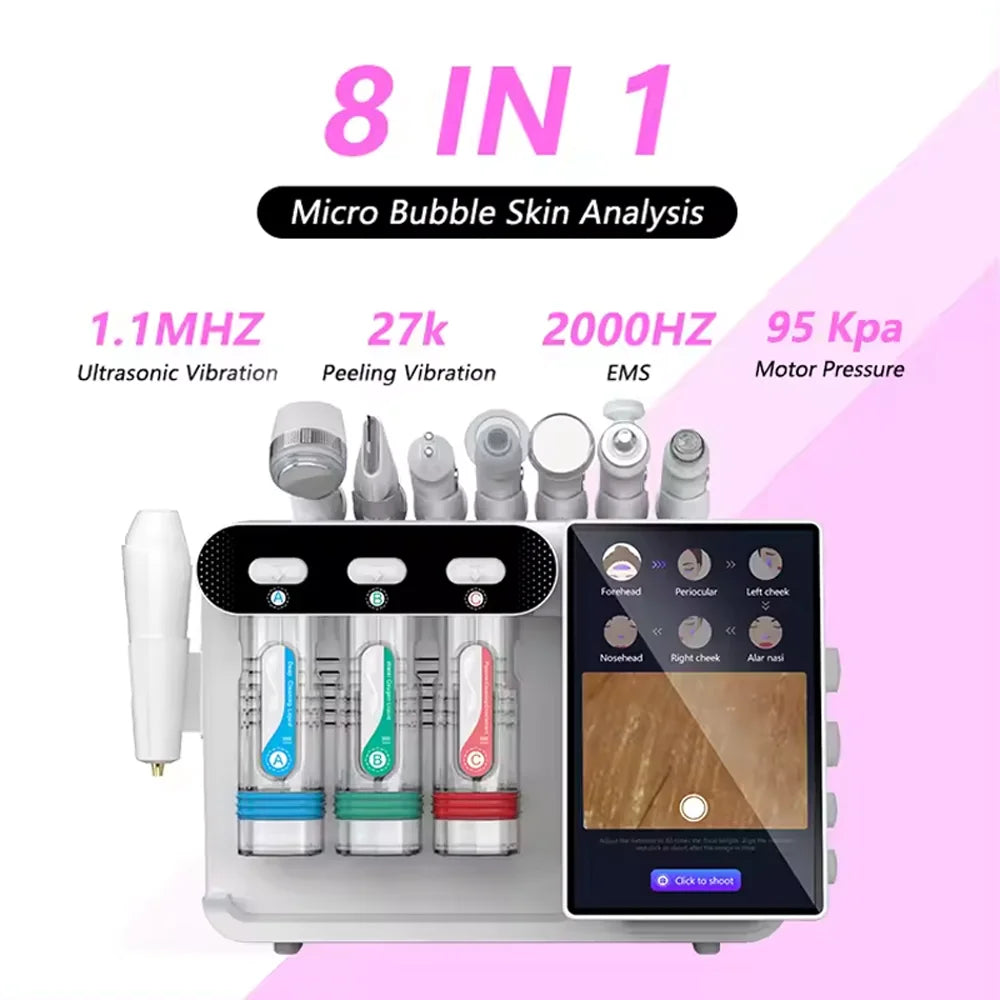 8 IN 1 Micro Bubble Skin Analysis Hydra Facial Dermabrasion Machine - Skin Analysis Hydra Facial Machine Price in Pakistan