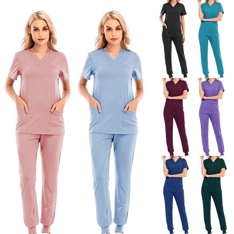 Multicolor Unisex Short Sleeved Pharmacy - Nurse Uniform Hospital Doctor Workwear - Oral Dental Surgery Uniforms Medical Scrubs - Sets  Nurse Uniform price in Pakistan