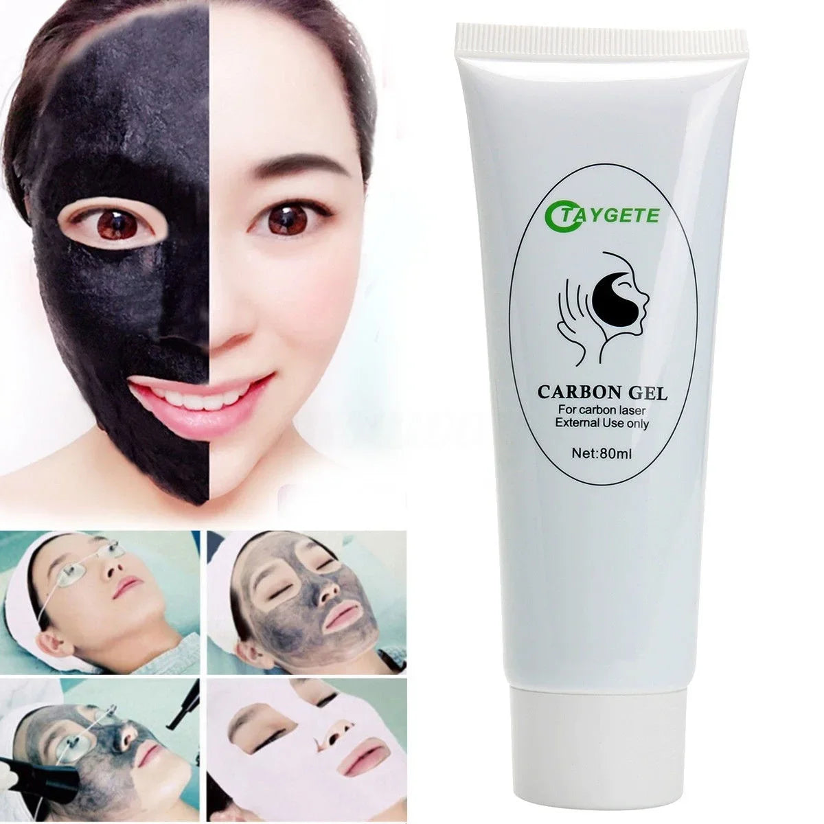 Safe Carbon Cream Black Gel Mask For - Laser Skin Peeling Rejuvenation Whitening - Skin Peel Deep Cleaning 80ml/PCS