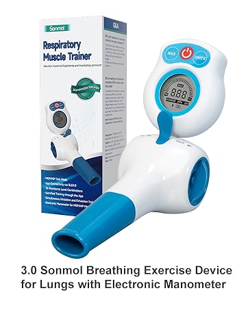 Breathing Exercise Device for Lungs with Electric Manometer - Lung Exerciser